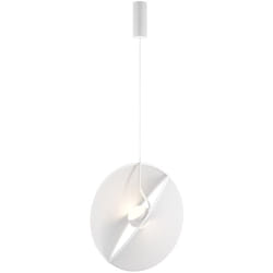 Sospensione Moderna Reflex Metallo Bianco 1 Luce Diffusore Tessuto Bianco