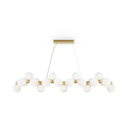 Lampadario Contemporaneo Dallas Metallo Oro E Bianco 25 Luci Diffusori Vetro