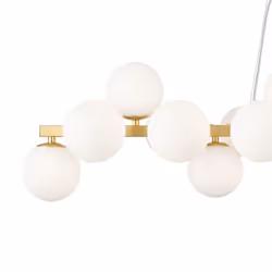 Lampadario Contemporaneo Dallas Metallo Oro E Bianco 25 Luci Diffusori Vetro - Vista aggiuntiva 2