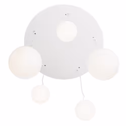 Lampadario Minimal Basic Form Metallo Bianco 5 Luci Diffusori Vetro - Vista aggiuntiva 2
