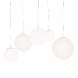 Lampadario Minimal Basic Form Metallo Bianco 5 Luci Diffusori Vetro - Vista aggiuntiva 3