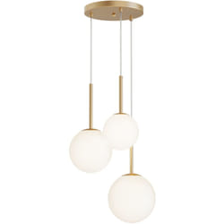 Lampadario a Sospensione Moderno Basic Form Metallo Oro Vetro 3 Luci E14 40W