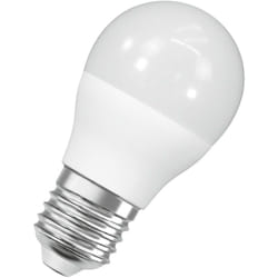 LED-Lampen, klassische Miniballform, 60 Watts Ersatz, E27, P-shape, 4000 Kelvin, Kalt weiß, Matt, single Pack - Osram
