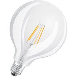 LED-Lampen, klassische Ballform, 60 Watts Ersatz, E27, G125, 2700 Kelvin, Warm weiß, Klares Glas, single Pack - Osram