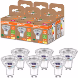 OSRAM Lampada riflettore PAR16 efficienza energetica Classe B, base GU10, sostituzione 50W, potenza nominale 2W, 2700K, bianc ...