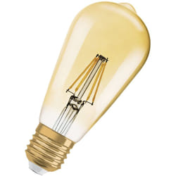 Dimmbare LED-Lampen, Vintage-Edition, 55 Watts Ersatz, E27, ST64-shape, 2400 Kelvin, Comfort warm white, Klares Glas, single Pack - Osram