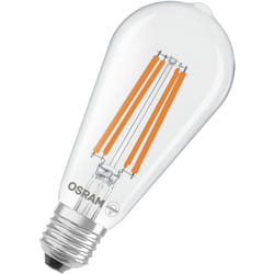 OSRAM LED Classic Lampada LED con filamento nella classica forma Edison, corpo lampada in vetro trasparente, 3,8 W, attacco E27, EEK A, 806 lm per