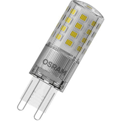 Lampada led pin in plastica trasparente, da 4,4 w per 600 lm, luce bianca calda da 2700 k, multicolore, attacco retrofit G9, cri 80, eek d,