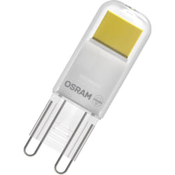 Lampada led pin in vetro trasparente, da 1,8 w per 200 lm, luce bianca calda da 2700 k, multicolore, attacco retrofit G9, cri 80, eek e, diametro 15