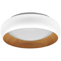 Ledvance - Plafoniera led orbis Livia con anello in metallo, decoro bianco/legno, 16W, 750lm, 3000K, 300mm, 830 bianco caldo amichevole, dimmerabile