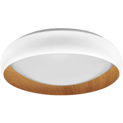 Ledvance - orbis Livia con anello in metallo, decoro bianco/legno, 24W, 1200lm, 3000K, 430mm, 830 bianco caldo amichevole, dimmerabile in 3 livelli