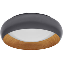 Ledvance - Plafoniera led orbis Livia con anello in metallo, decoro grigio/legno, 16W, 750lm, 3000K, 300mm, 830 bianco caldo amichevole, dimmerabile