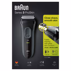 Braun Series 3 ProSkin 3000s Rasoio Elettrico, Nero - Rasoio Elettrico Ricaricabile - Vista aggiuntiva 5
