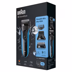 Braun Series 3 3010BT Shave&Style Rasoio Elettrico Barba, Wet&Dry Da Uomo Nero/Blu - Vista aggiuntiva 7