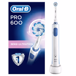 Oral-B PRO 600 Adulto Spazzolino rotante-oscillante Bianco, Blu - Vista aggiuntiva 4