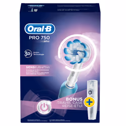 Oral-B Pro 750 Sensi Ultrathin Adulto Spazzolino rotante-oscillante Blu - Vista aggiuntiva 4