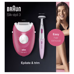 Braun Silk-épil 3 -420, Epilatore Elettrico Donna Per La Rimozione Duratura Dei Peli - Bianco/Rosa, Rosa, Bianco, 20 pinzette ...