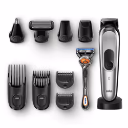 Braun Multigroomer MGK7920 + Organizer gift set, Lavabile, Batteria, Nero, Argento