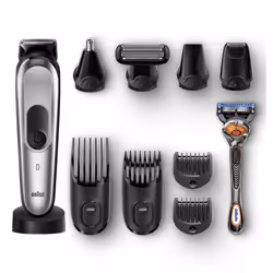 Braun Multigroomer MGK7920 + Organizer gift set Batteria 2,1 cm Bagnato e secco Nero, Argento