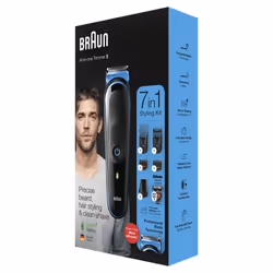 Braun Regolabarba Uomo MGK5245 Rifinitore 7-In-1, Rifinitore Viso E Tagliacapelli, Progettato Per Durare Il Doppio*, Nero/Blu ...