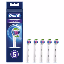 Oral-B 3D White Testine Di Ricambio Con Tecnologia CleanMaximiser, Confezione Da 5 Pezzi, 5 pz, Bianco, 3 mese(i), Germania,  ...