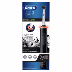 Oral-B Pro 3 Spazzolino Elettrico Ricaricabile - 3000 Nero. 1 Spazzolino + 1 Testina con setole al Carbone, Adulto, Spazzolin ...