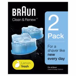 Braun Clean&Charge Cartucce Di Ricarica Per Rasoio Da Barba Elettrico, 2 Confezioni, Cartuccia di pulizia, Blu, Braun, Braun ...