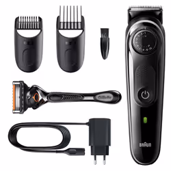 Braun BeardTrimmer 5 BT5342, Lavabile, Batteria, Nero