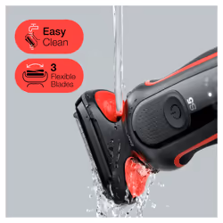 Braun Series 5 51-R1000s Rasoio Elettrico Uomo, EasyClean, Wet&Dry, Ricaricabile, Rasoio A Lamina Senza Fili, Rosso - Vista aggiuntiva 4