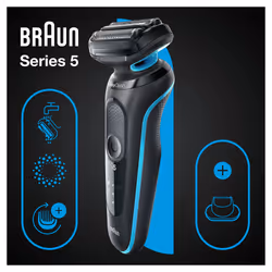 Braun Series 5 51-M1200s rasoio elettrico Trimmer Nero, Blu - Vista aggiuntiva 4