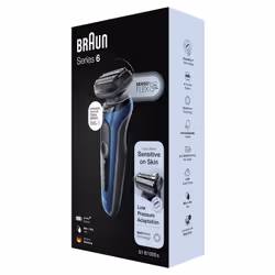 Braun Series 6 61-B1000s Rasoio Elettrico Uomo, SensoFlex, Wet&Dry, Ricaricabile, Rasoio A Lamina Senza Fili, Blu - Vista aggiuntiva 6