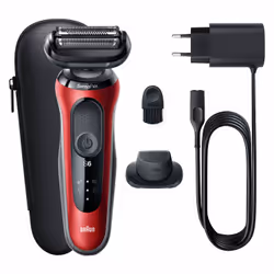 Braun Series 6 61-R1200s Rasoio Elettrico Uomo Con Accessorio Rifinitore Di Precisione EasyClick, SensoFlex, Wet&Dry, Ricaricabile, Rasoio A Lamina Senza Fili, Rosso - Vista aggiuntiva 5
