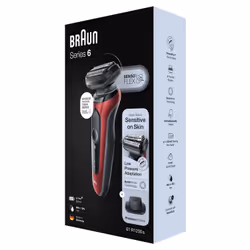 Braun Series 6 61-R1200s Rasoio Elettrico Uomo Con Accessorio Rifinitore Di Precisione EasyClick, SensoFlex, Wet&Dry, Ricaricabile, Rasoio A Lamina Senza Fili, Rosso - Vista aggiuntiva 6