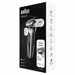 Braun Series 7 71-S1000s Rasoio Elettrico Uomo, 360° Flex, Wet&Dry, Ricaricabile, Rasoio A Lamina Senza Fili, Argento - Vista aggiuntiva 6