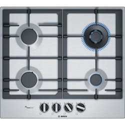 Bosch Serie 6 PCH6A5C90D piano cottura Nero, Acciaio inox Da incasso Gas 4 Fornello(i)