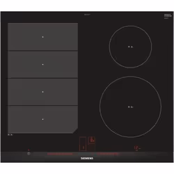 Siemens EX675LEC1E, Alluminio, Nero, Da incasso, Piano cottura a induzione, Vetro-ceramica, 4 Fornello(i), 4 Fornello(i)