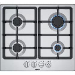 Siemens iQ300 EG6B5PB90 piano cottura Acciaio inox, Nero Da incasso 58 cm Gas 4 Fornello(i)