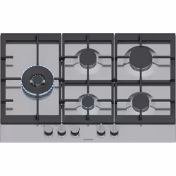Siemens EC7A5SI90, Nero, Acciaio inox, Da incasso, 75 cm, Gas, Acciaio inox, 5 Fornello(i)