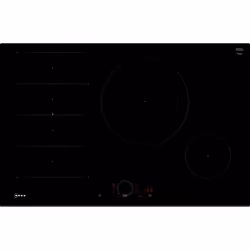 Neff T68FHE4L0, Nero, Da incasso, 80 cm, Piano cottura a induzione, Vetro-ceramica, 4 Fornello(i)