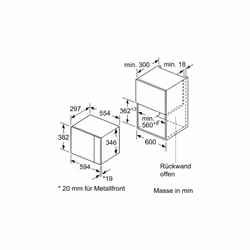 Bosch BFL520MS0 forno a microonde Nero, Acciaio inox Microonde combinato Da incasso 20 L 800 W - Vista aggiuntiva 4