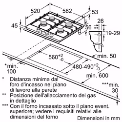 Bosch Serie 4 PGP6B5B85 Piano cottura a gas 60 cm Acciaio inox - Vista aggiuntiva 6