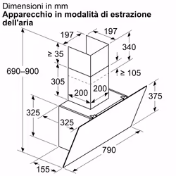 Bosch Serie 2 DWK85DK60 Cappa a parete 80 cm Vetro nero Classe A - Vista aggiuntiva 7
