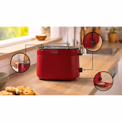 Bosch TAT2M124 tostapane 6 2 fetta/e 950 W Rosso - Vista aggiuntiva 4