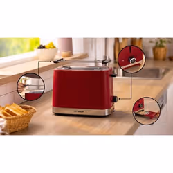 Bosch TAT4M224 tostapane 2 fetta/e 950 W Rosso - Vista aggiuntiva 3