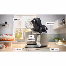 Bosch Serie 6 MUMS6ZS34 Macchina da Cucina 1600 W Nero, Inox spazzolato - Vista aggiuntiva 4