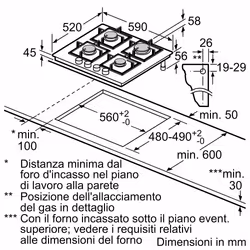 Bosch Serie 4 PNP6B6K40 , Piano cottura a gas, 60 cm, Vetro temperato, Nero - Vista aggiuntiva 7