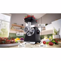 Bosch Serie 6 MFWS650B tritacarne 500 W Nero, Argento - Vista aggiuntiva 2