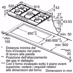 Bosch Serie 6 PCR9A5I90 , Piano cottura a gas, 90 cm, Acciaio inox - Vista aggiuntiva 6