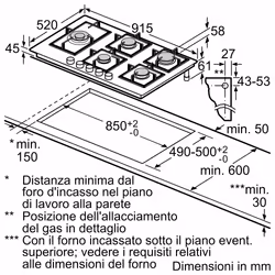 Bosch Serie 6 PPM9A6I40 , Piano cottura a gas, 90 cm, Vetro temperato, Nero - Vista aggiuntiva 6