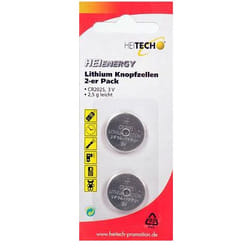 Heitech Lithium Button Cells 2 pcs, CR2025 Batteria monouso Litio